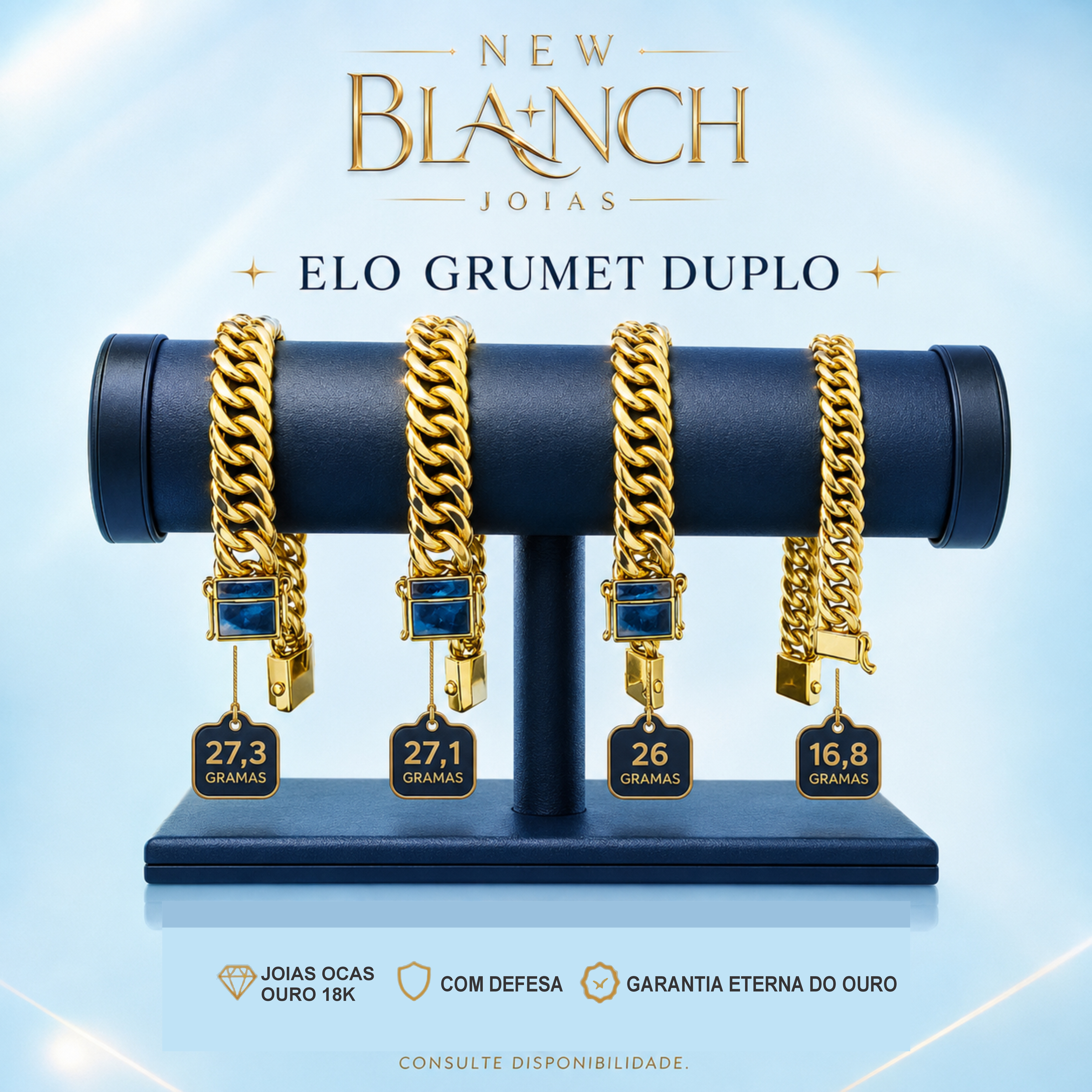 Pulseiras Elo Grumet Duplo em Ouro 18K